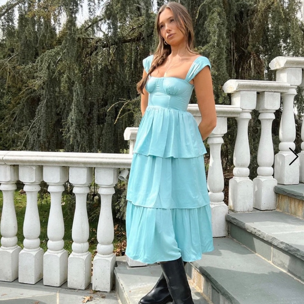 Weworewhat blue tiered dress
